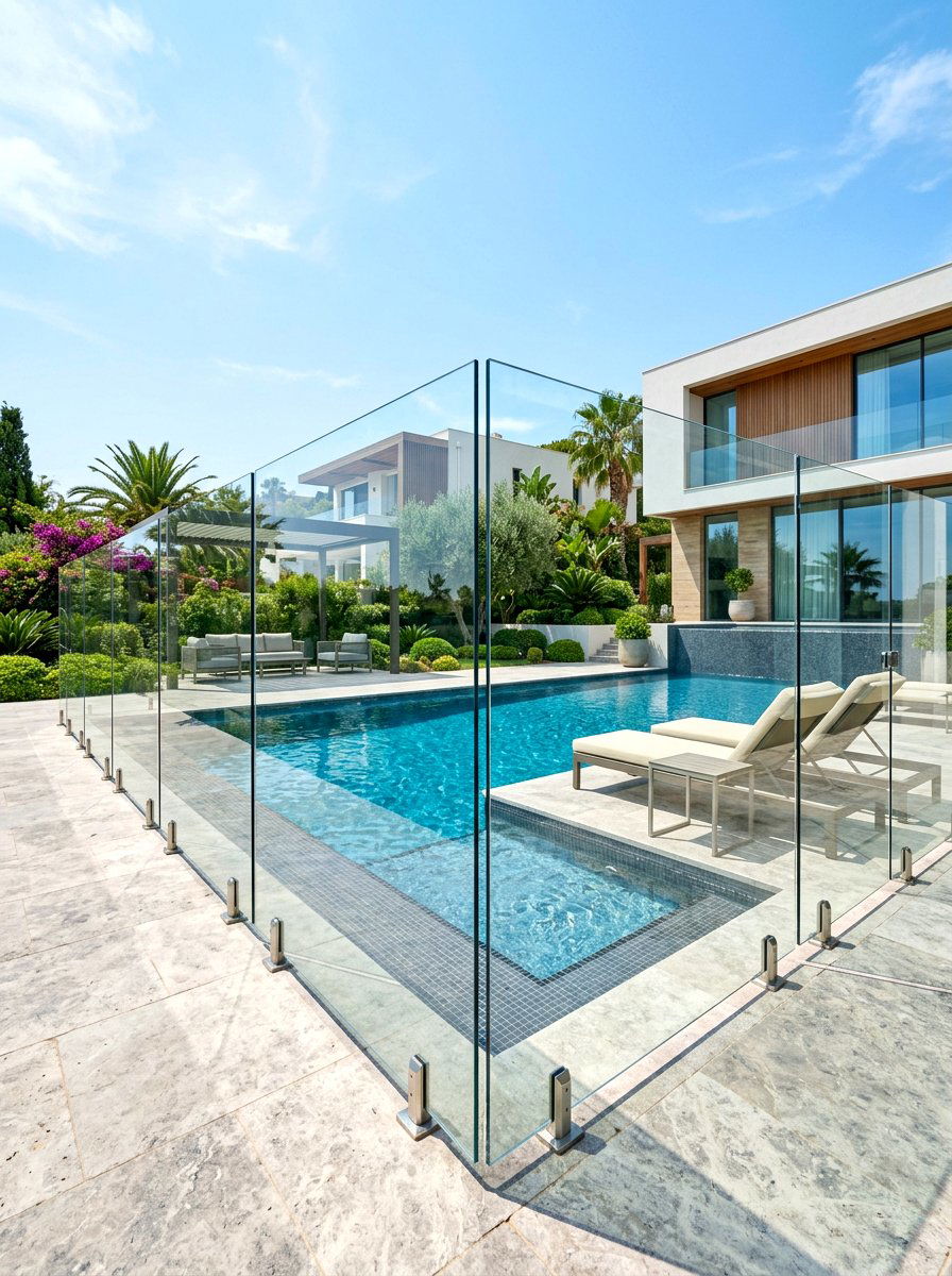 Glass Fence Enclosure - 30 backyard spa retreat ideas