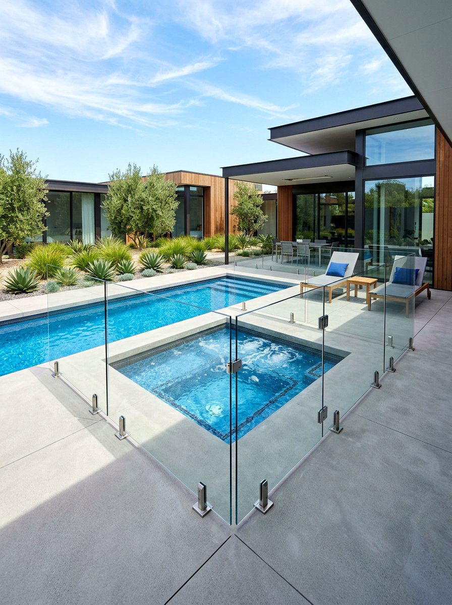 Glass Fence Spa Pool - 30 spa pool backyard ideas