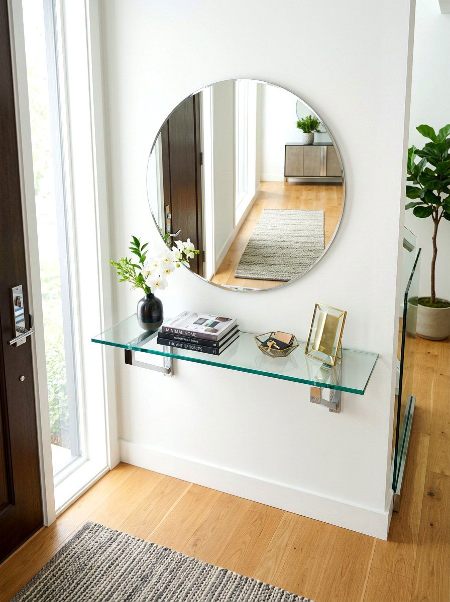 Glass Floating Entry Shelf - 30 floating entry shelf ideas