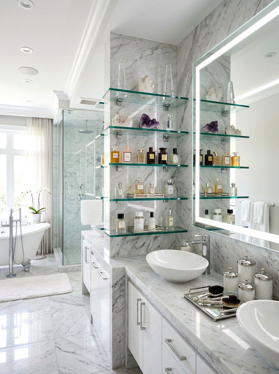 Glass Floating Shelves - 30 floating shelf ideas