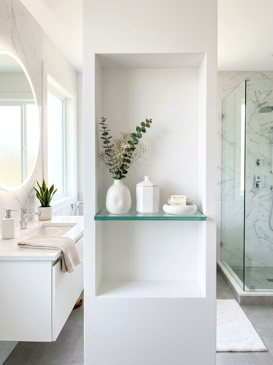Glass Floating Wall Shelf - 30 recessed shelf ideas