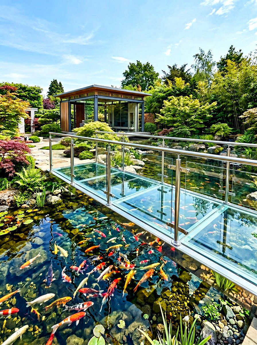 Glass Floor Bridge - 30 pond bridge ideas