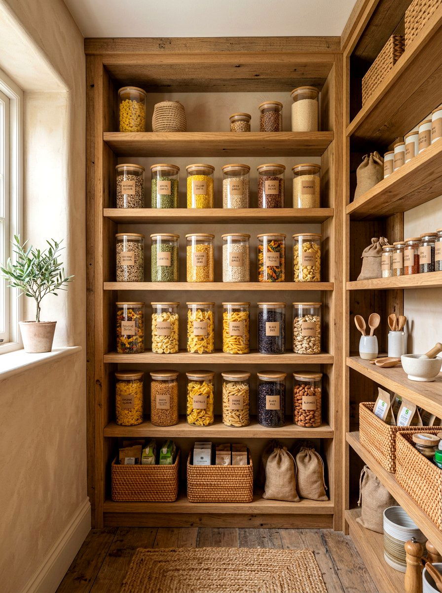 Glass Food Jars With Bamboo Lids - 30 pantry organization ideas