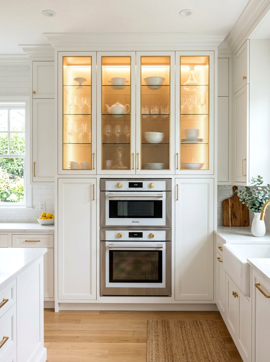 Glass Front Appliance Cabinet - 30 appliance wall kitchen ideas