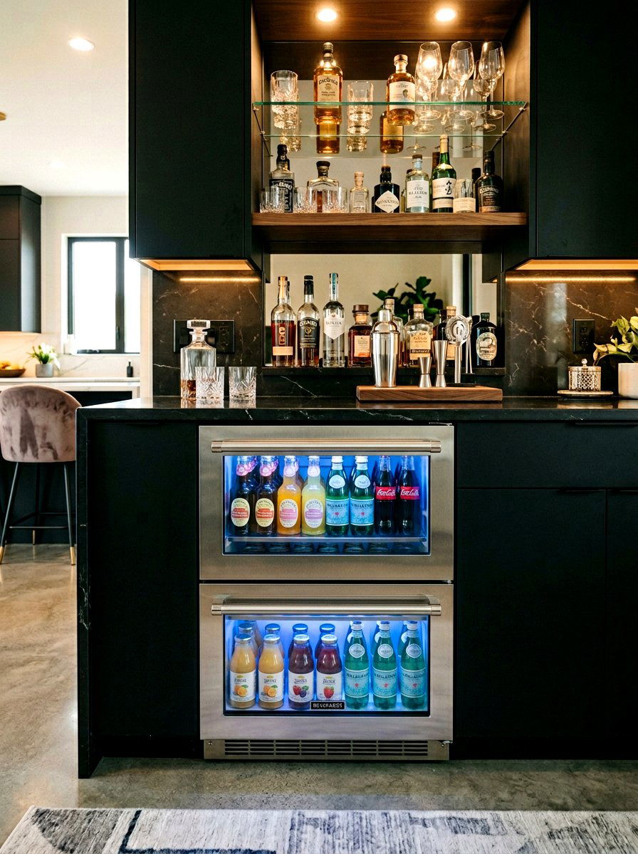 Glass Front Beverage Unit - 30 beverage drawer ideas