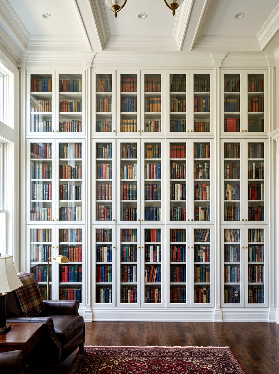 Glass Front Bookcase - 30 home library wall ideas