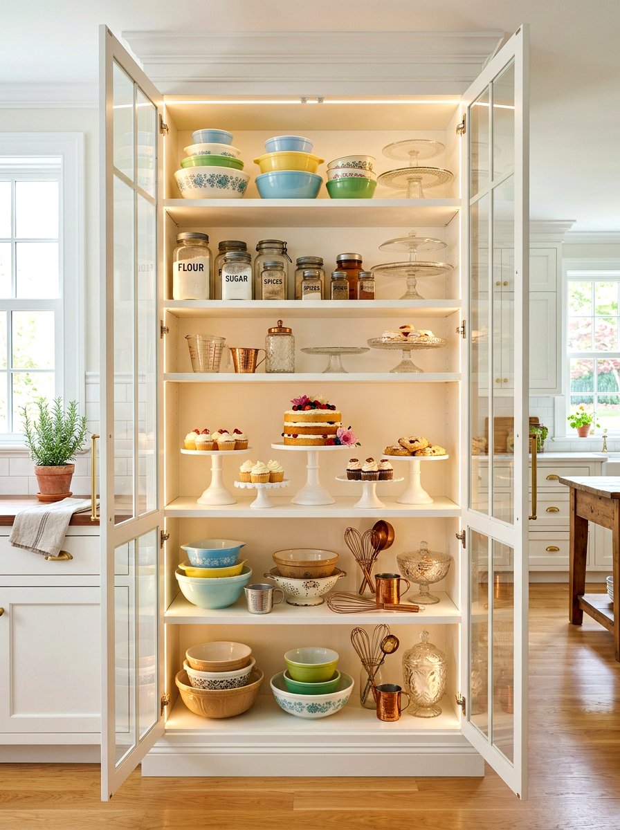 Glass Front Cabinet Baking Display - 30 baking station ideas