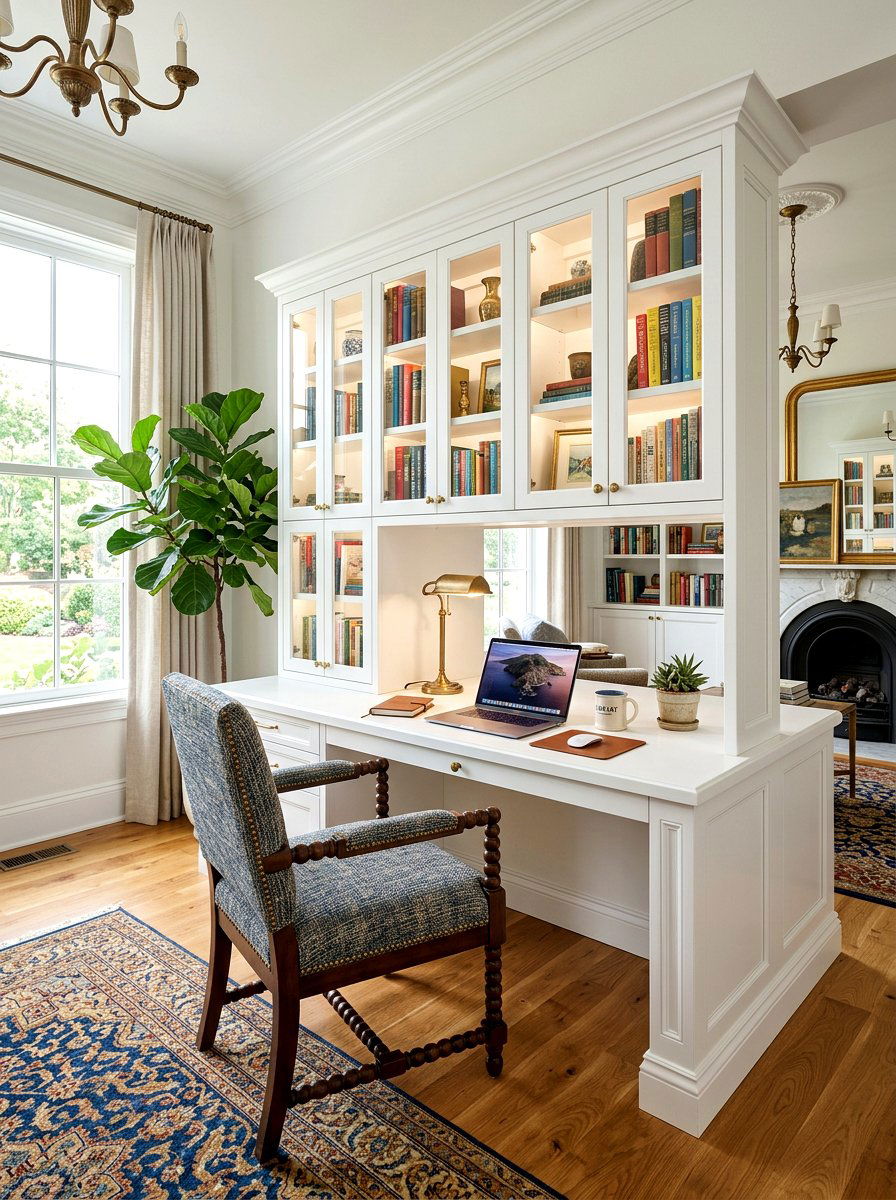 Glass Front Cabinet Desk - 30 homework station kitchen ideas