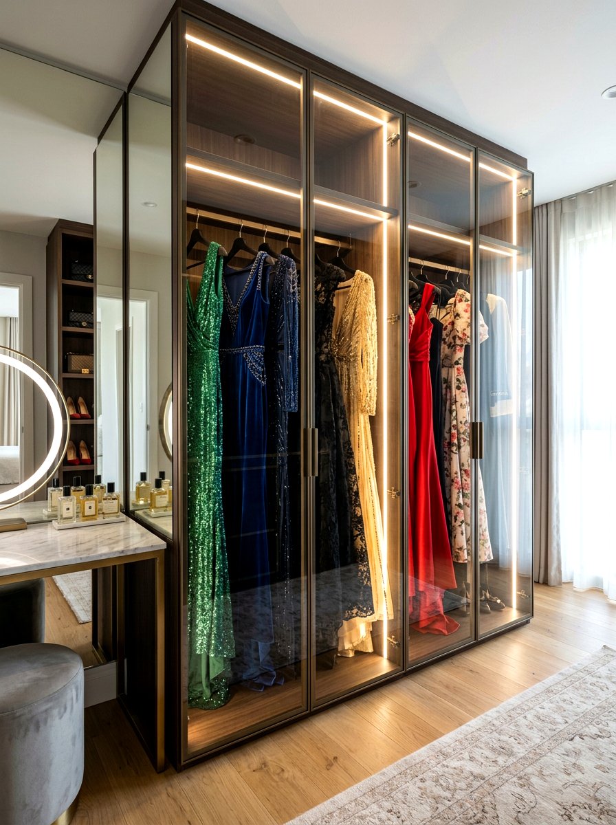 Glass Front Cabinet - 30 boutique closet ideas