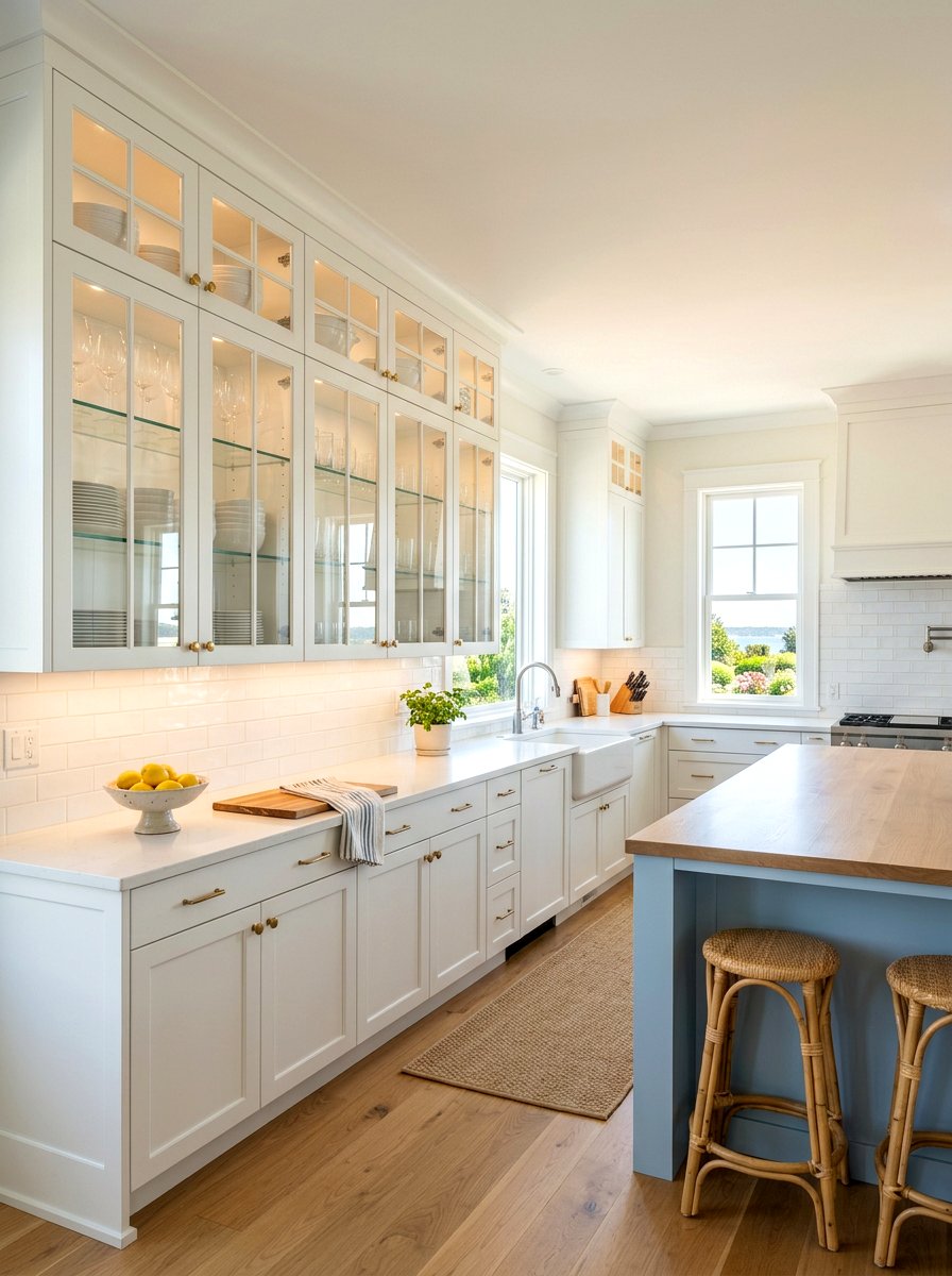 Glass Front Cabinetry - 30 beach house kitchen ideas