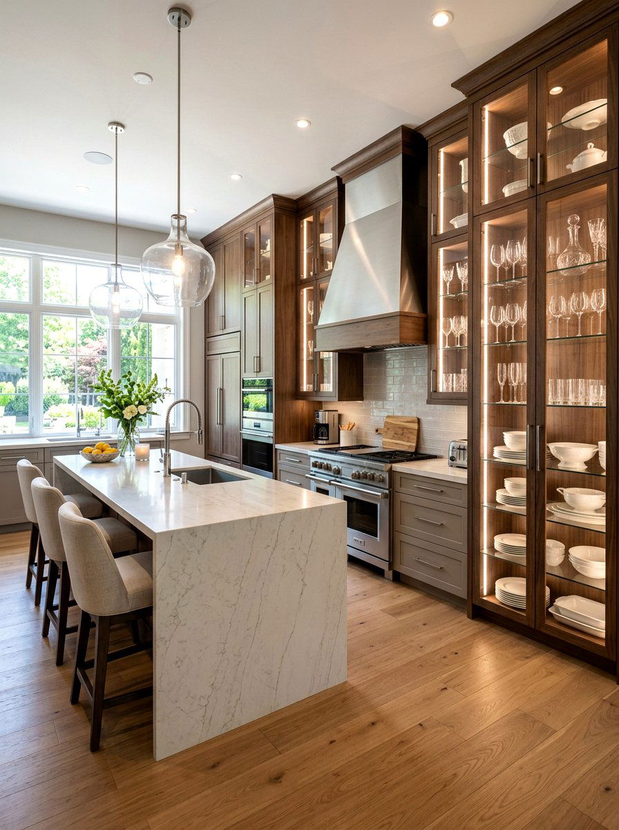 Glass Front Cabinetry - 30 Nancy Meyers kitchen ideas