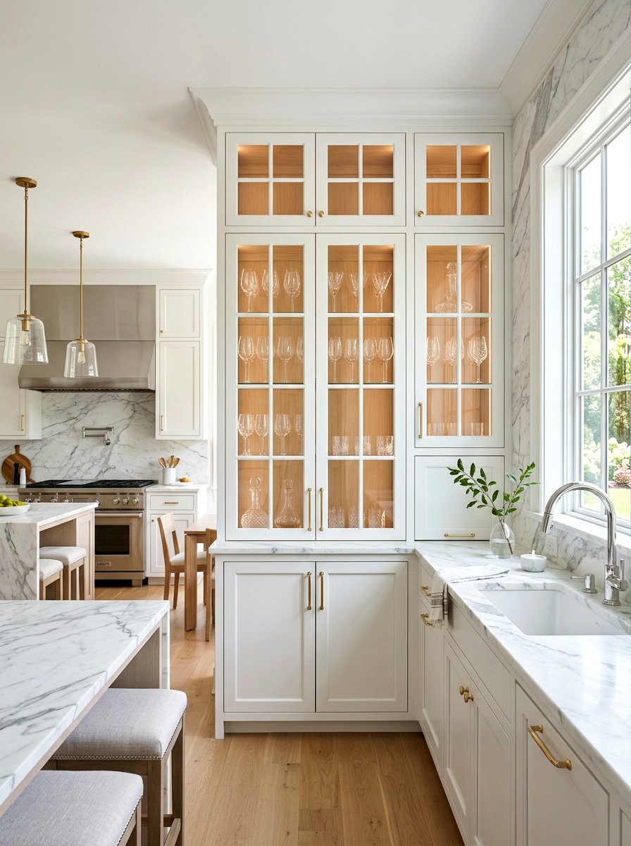 Glass Front Kitchen Cabinet - 30 furniture style kitchen ideas
