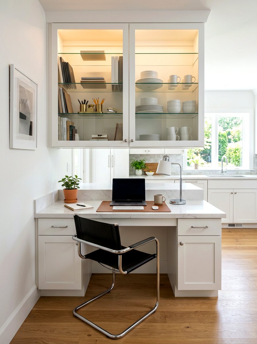 Glass Front Kitchen Desk Cabinets - 30 kitchen desk nook ideas