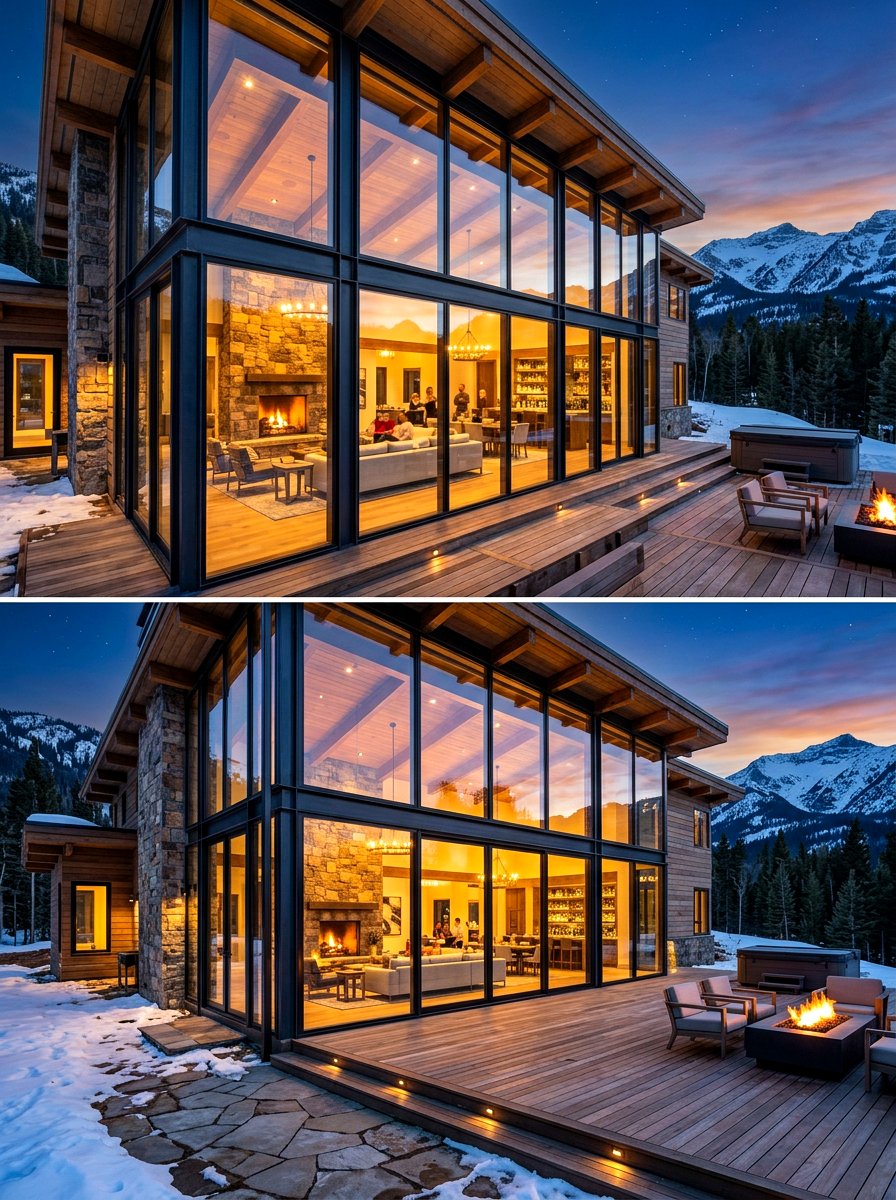 Glass Front Mountain Lodge - 30 chalet exterior ideas
