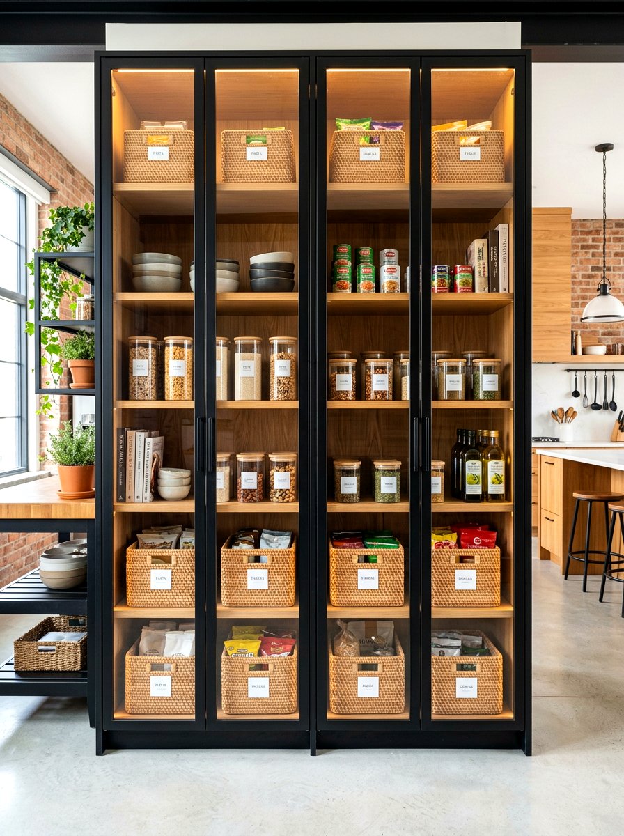 Glass Front Pantry Cabinet - 30 full wall pantry cabinet ideas