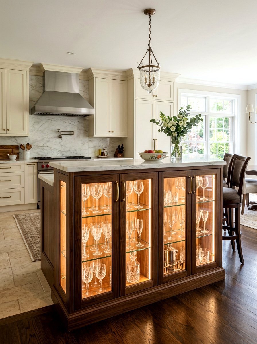 Glass Front Peninsula Cabinets - 30 kitchen peninsula ideas