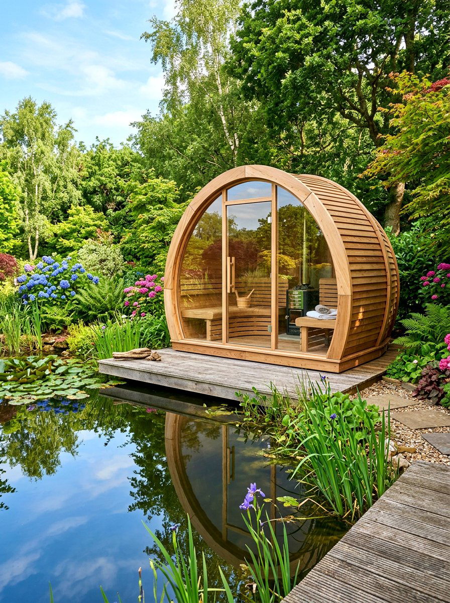Glass Front Pod - 30 backyard sauna ideas
