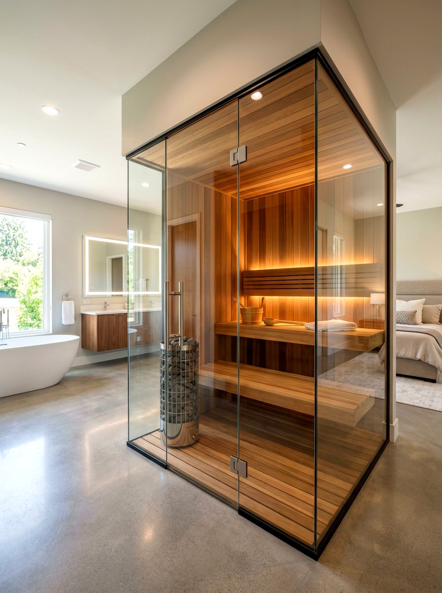 Glass Front Sauna - 30 sauna room ideas
