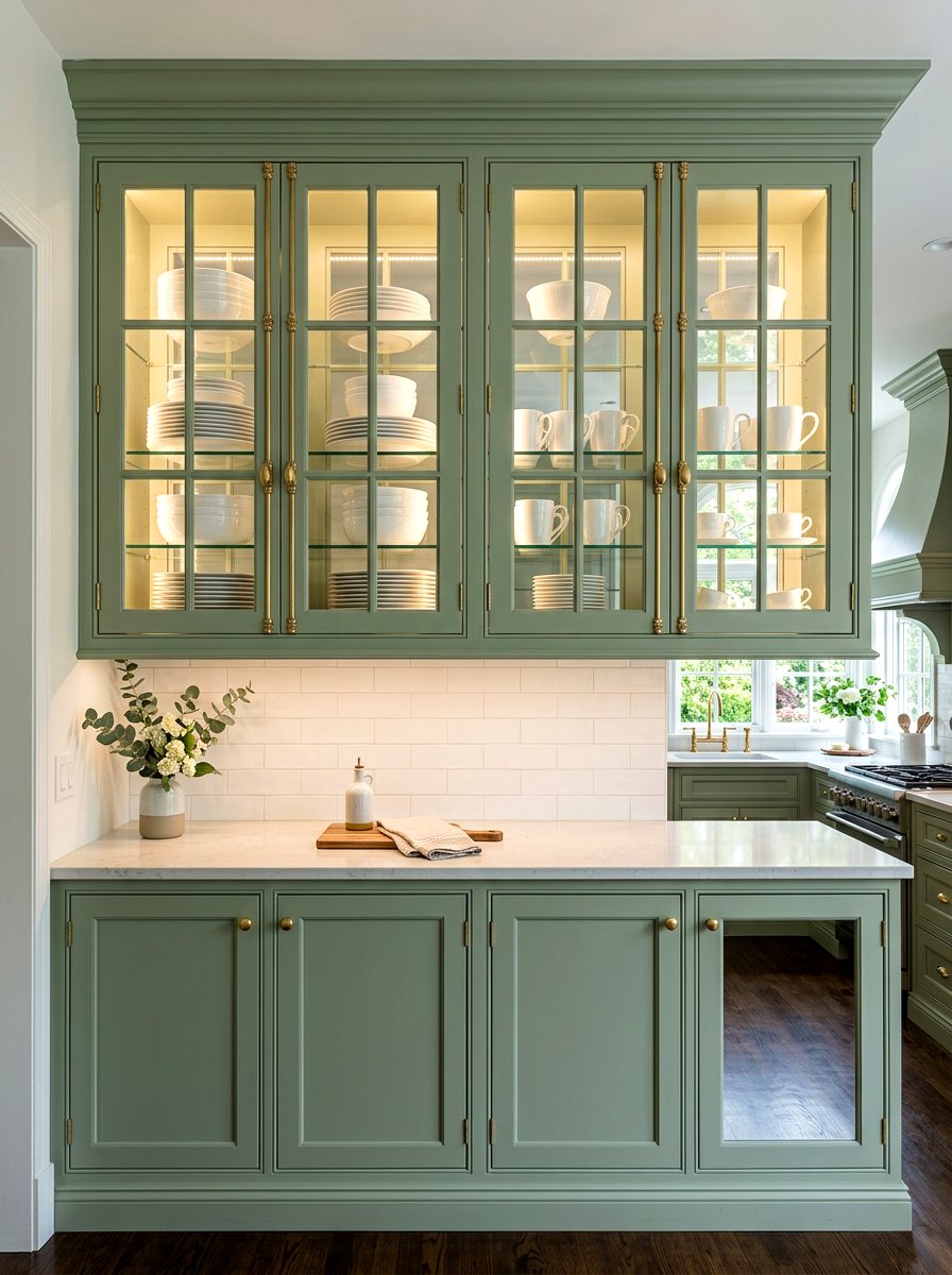 Glass Front Wall Cabinets - 30 English cottage kitchen ideas