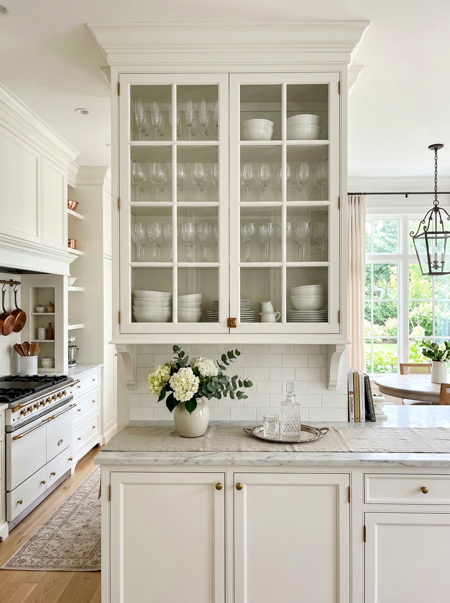 Glass Front Wall Shelf - 30 French cottage kitchen shelf ideas