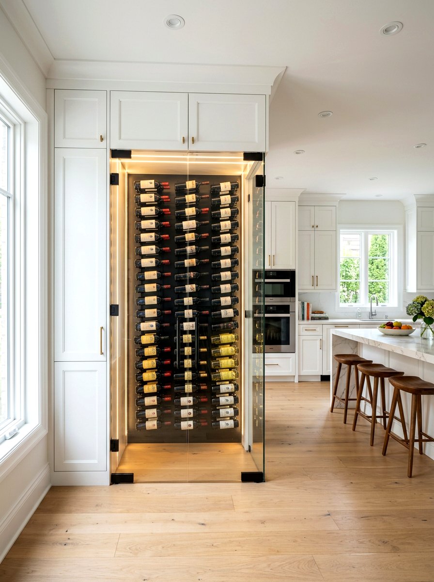 Glass Front Wine Cabinet - 30 wine storage kitchen ideas