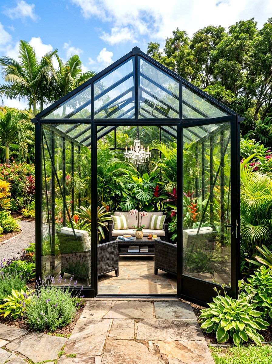 Glass Garden House - 30 cozy backyard room ideas