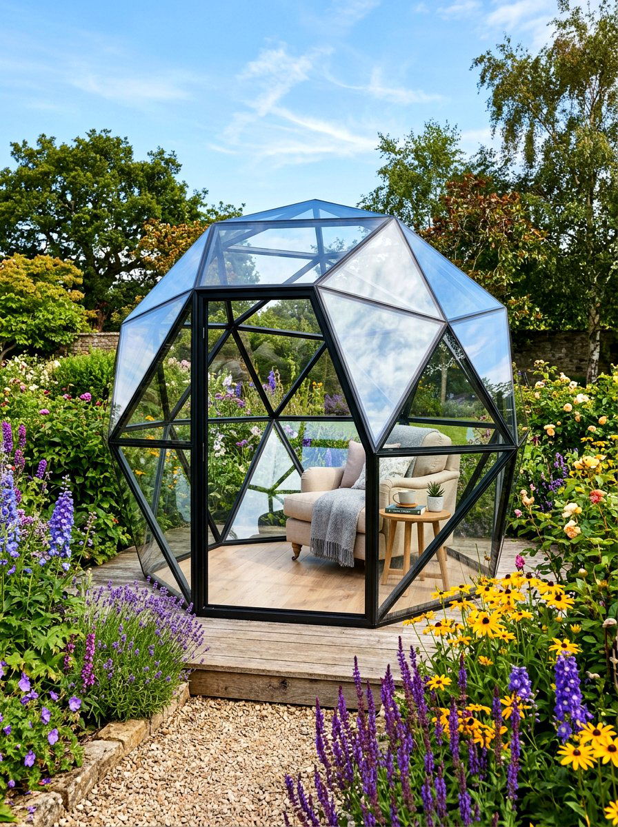 Glass Garden Pod - 30 garden studio backyard ideas