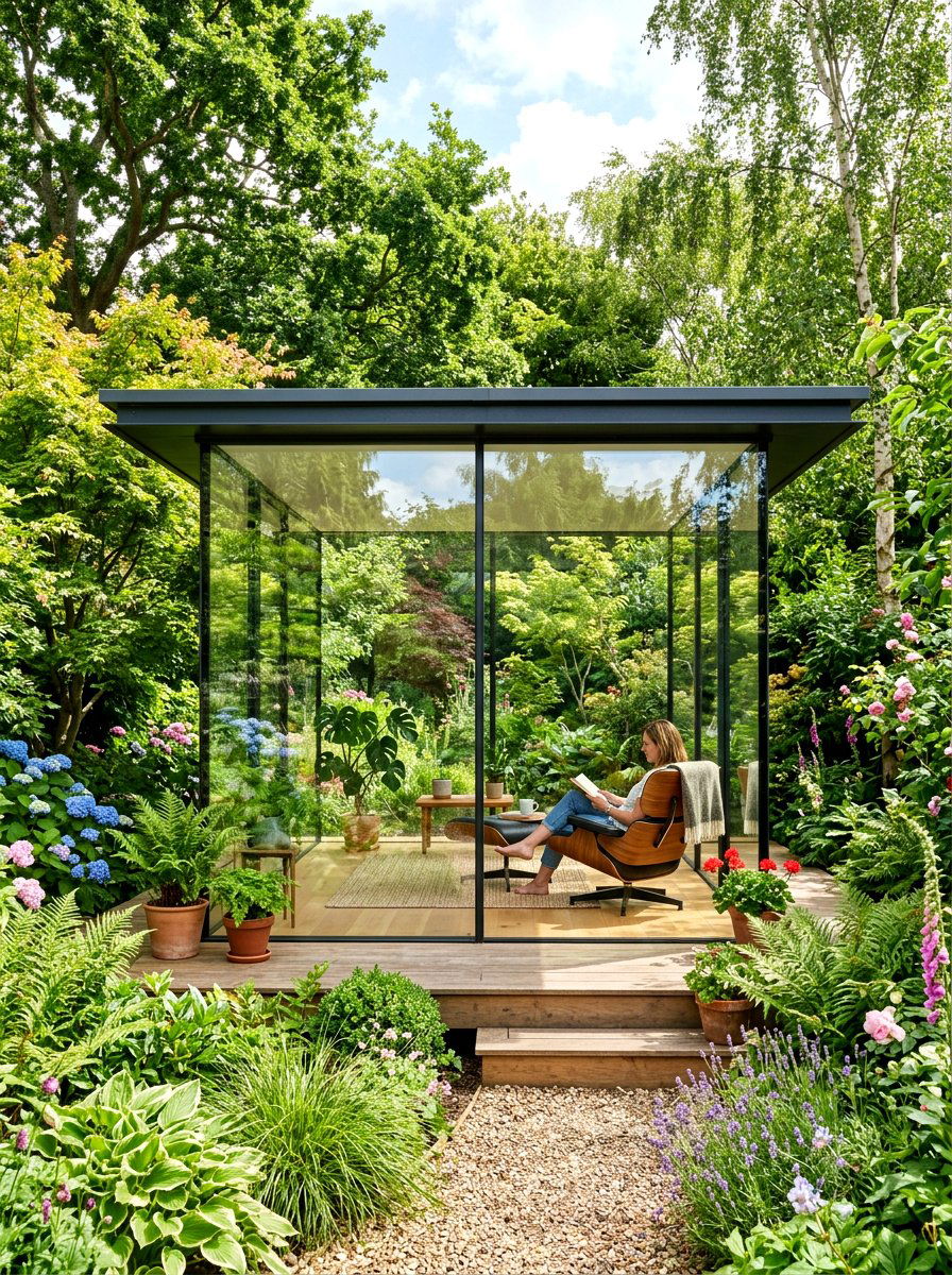 Glass Garden Studio - 30 backyard studio shed ideas