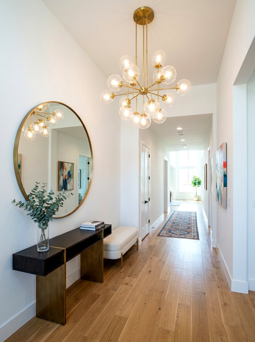 Glass Globe Chandelier - 30 long foyer lighting ideas