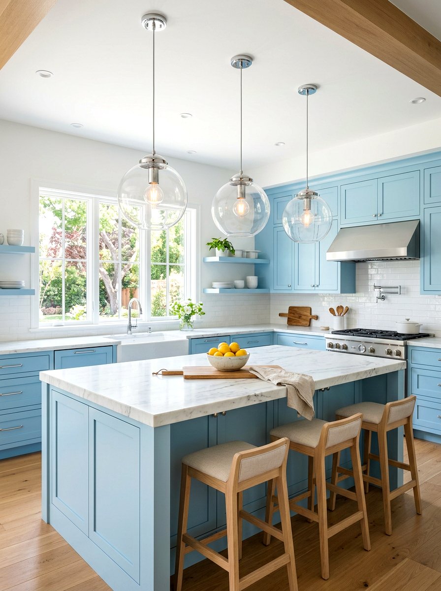 Glass Globe Chrome Light - 30 chrome kitchen pendant ideas