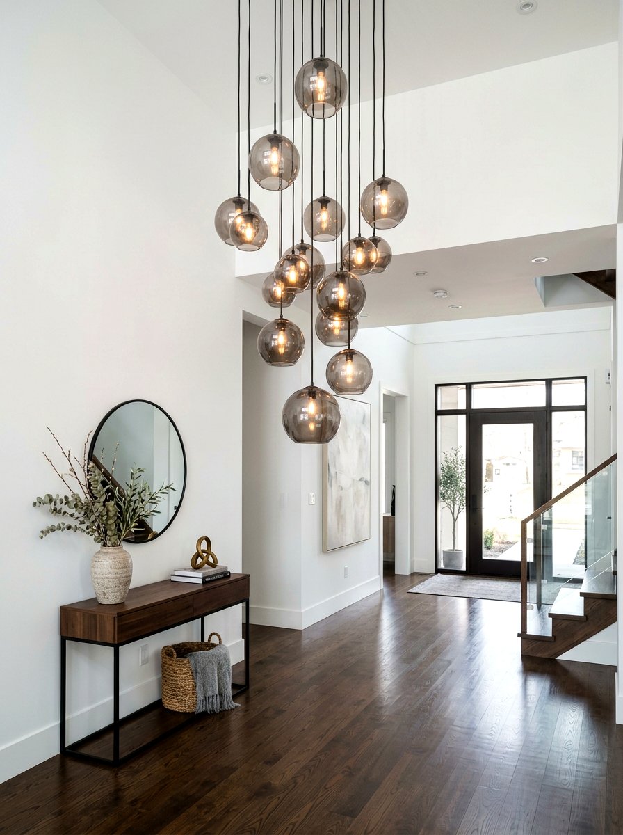 Glass Globe Cluster - 30 foyer chandelier ideas