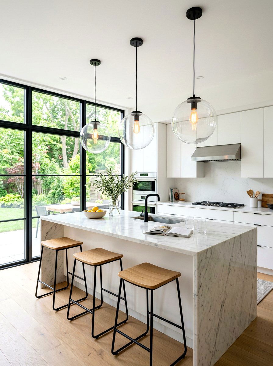 Glass Globe Pendant - 30 kitchen lamp styling ideas