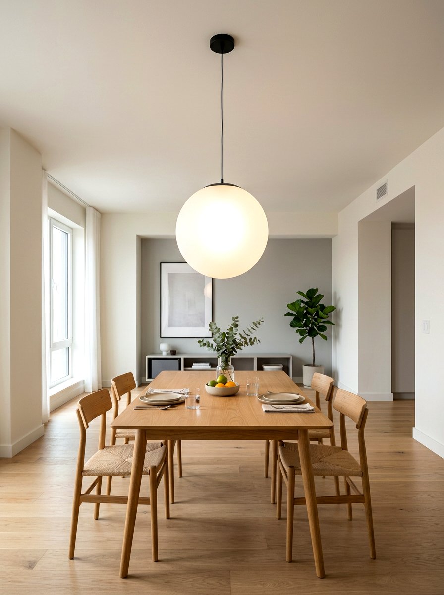 Glass Globe Pendant Lighting - 30 soft minimal apartment ideas