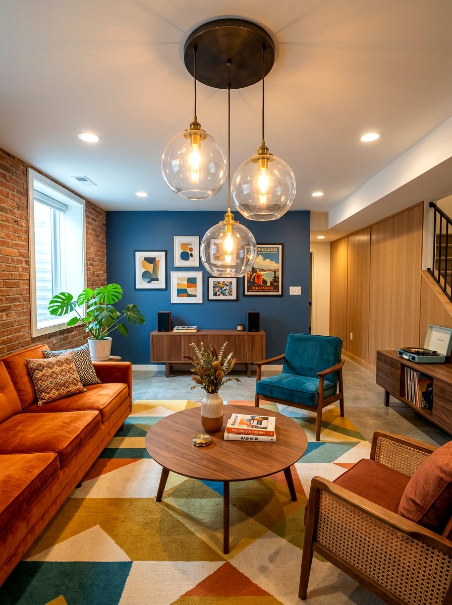 Glass Globe Pendant - 30 dark basement lighting ideas
