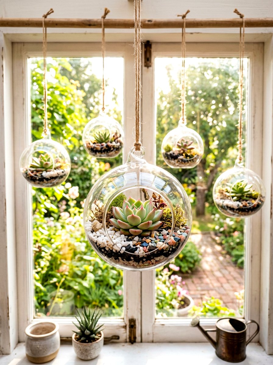 Glass Globe Succulent Ornaments - 30 indoor succulent garden ideas