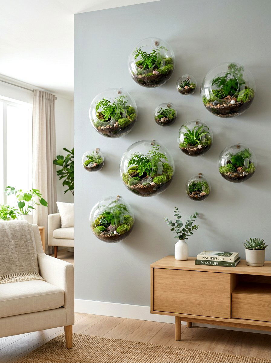 Glass Globe Wall Terrarium - 30 wall planter ideas