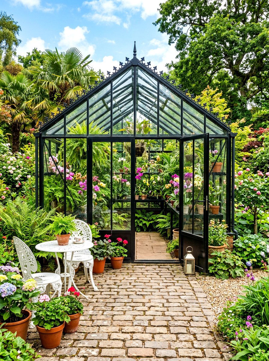 Glass Greenhouse Shed - 30 backyard retreat shed ideas