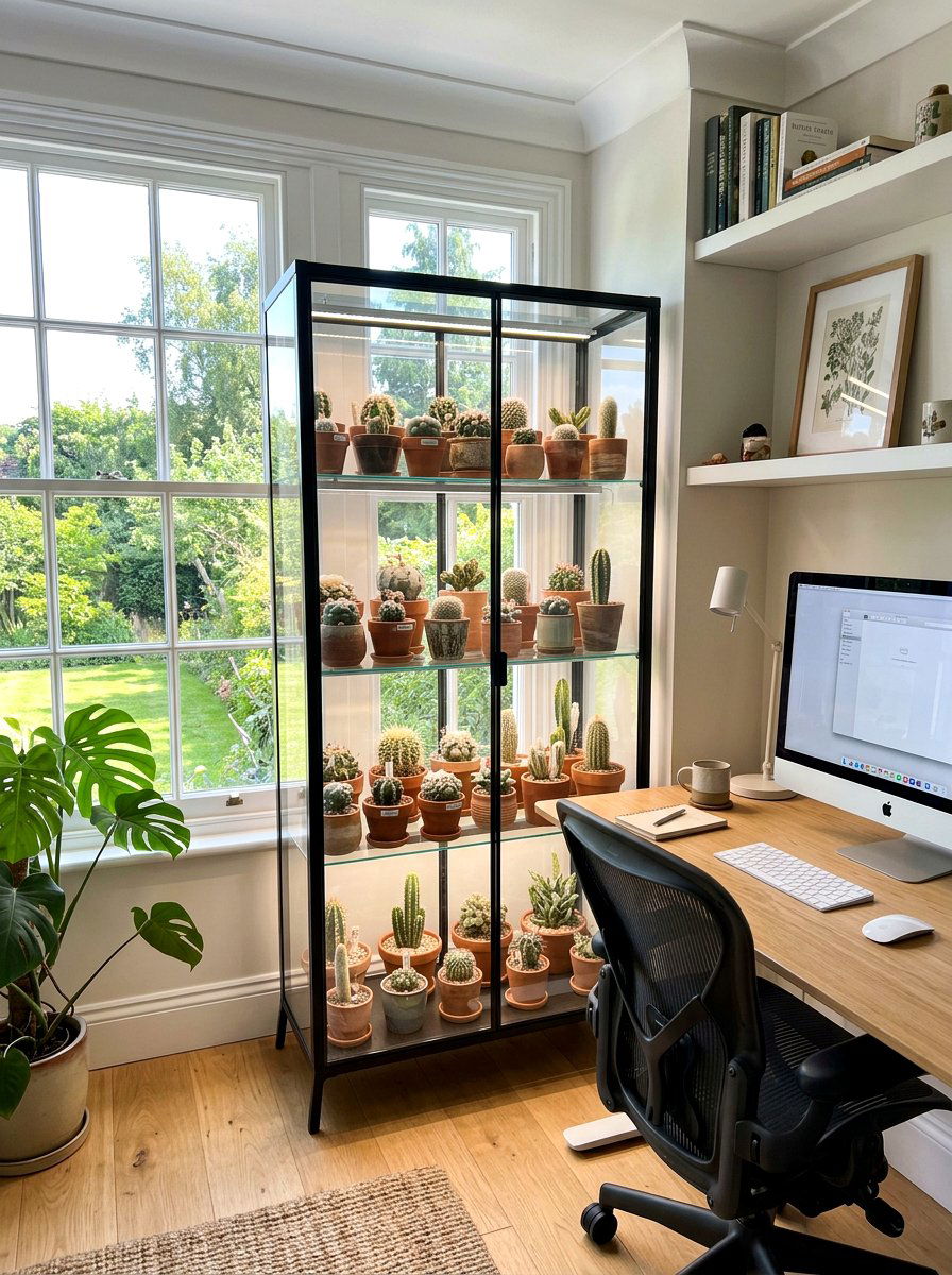 Glass Greenhouse Shelf - 30 cactus shelf ideas