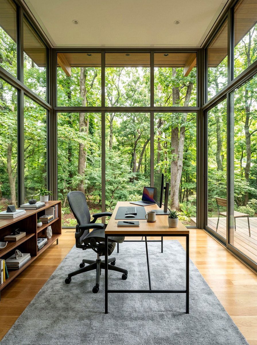 Glass Home Office - 30 glass room addition ideas
