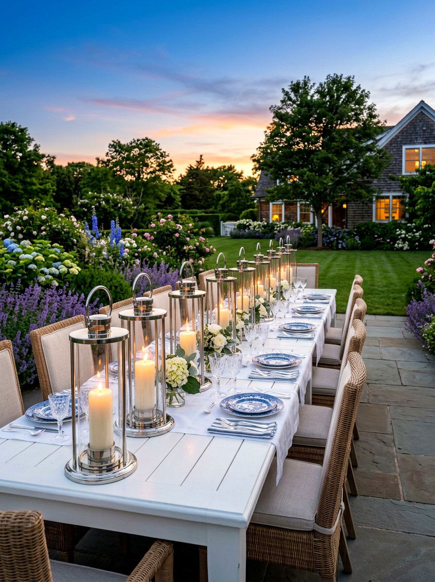 Glass Hurricane Lamp - 30 lamp lit patio ideas