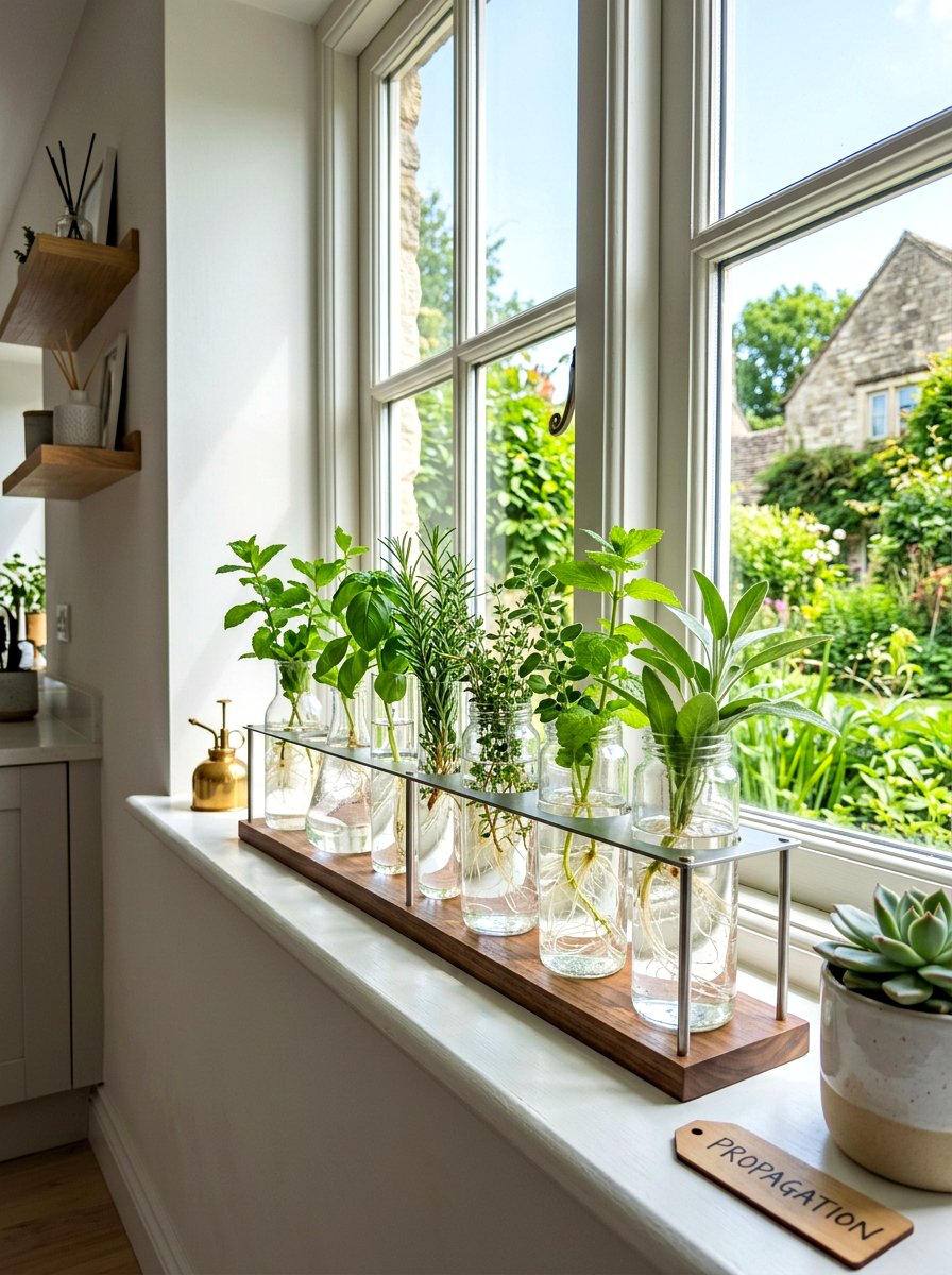Glass Jar Propagation Station - 30 indoor herb garden ideas