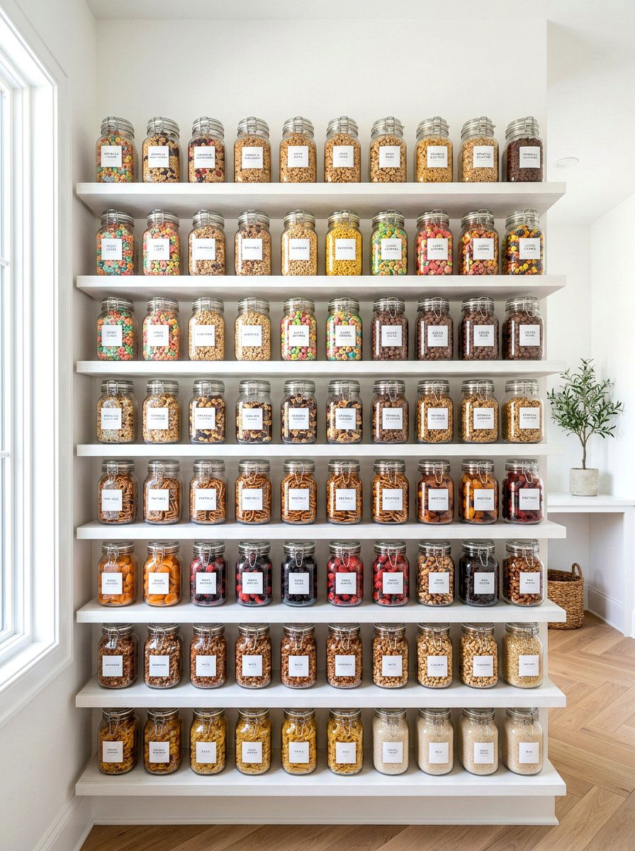 Glass Jar Storage - 30 snack pantry ideas
