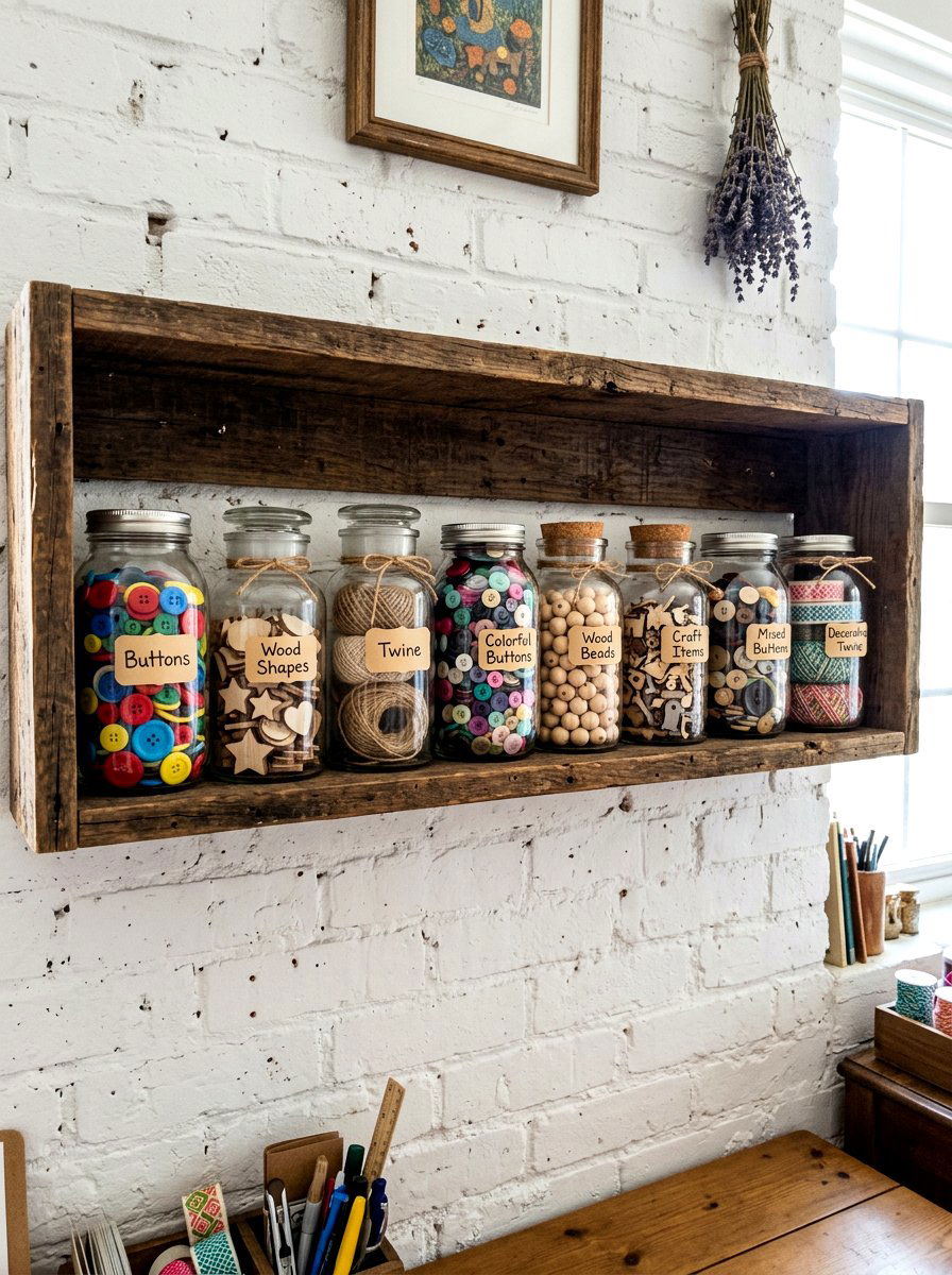 Glass Jars For Embellishments - 30 scrapbook storage ideas