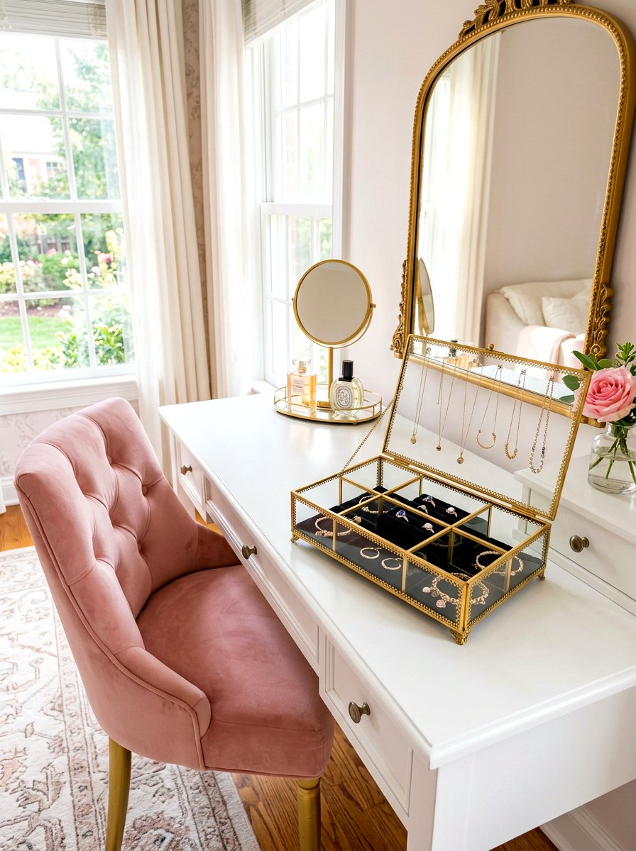 Glass Jewelry Box - 30 spring bedroom glow up ideas