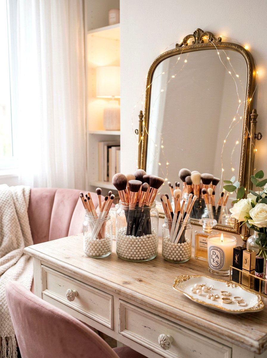 Glass Makeup Brush Jar - 30 makeup brush storage ideas