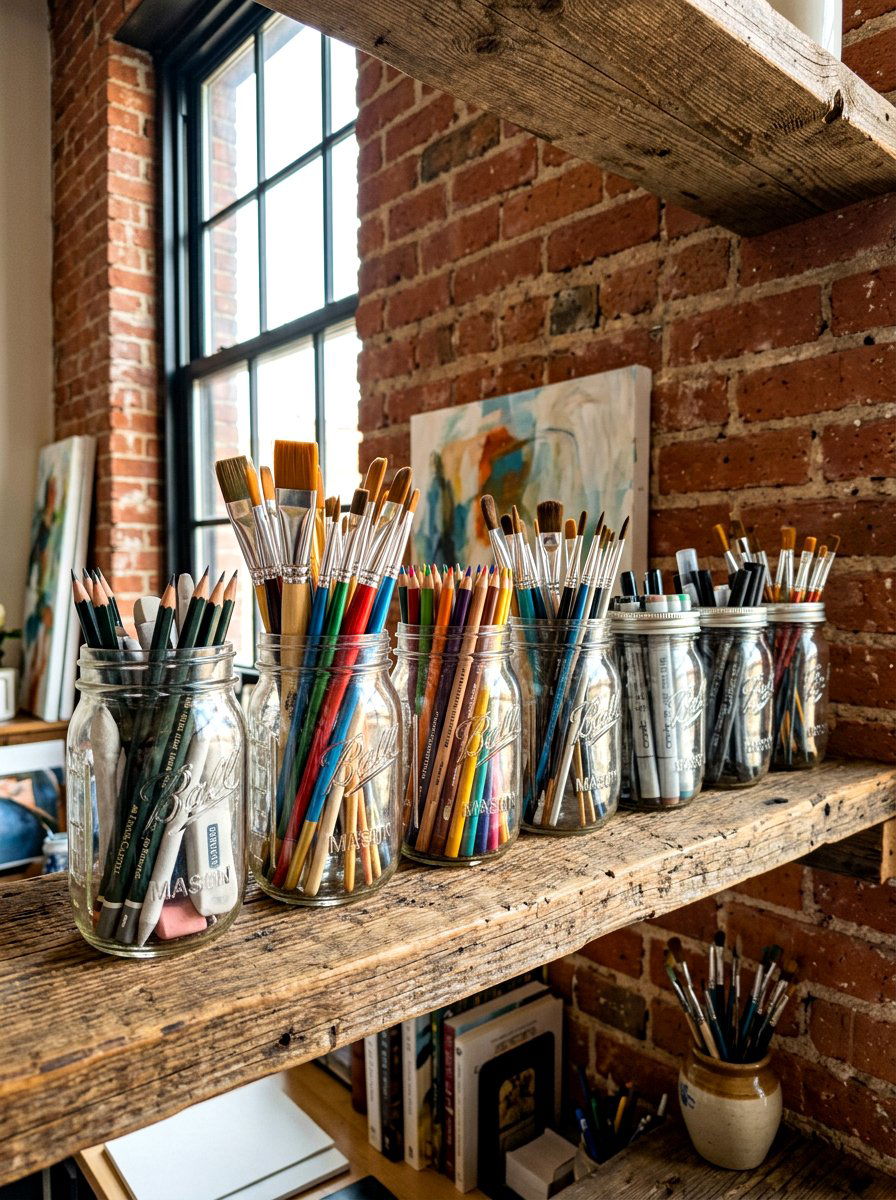 Glass Mason Jar - 30 organizing a craft room ideas