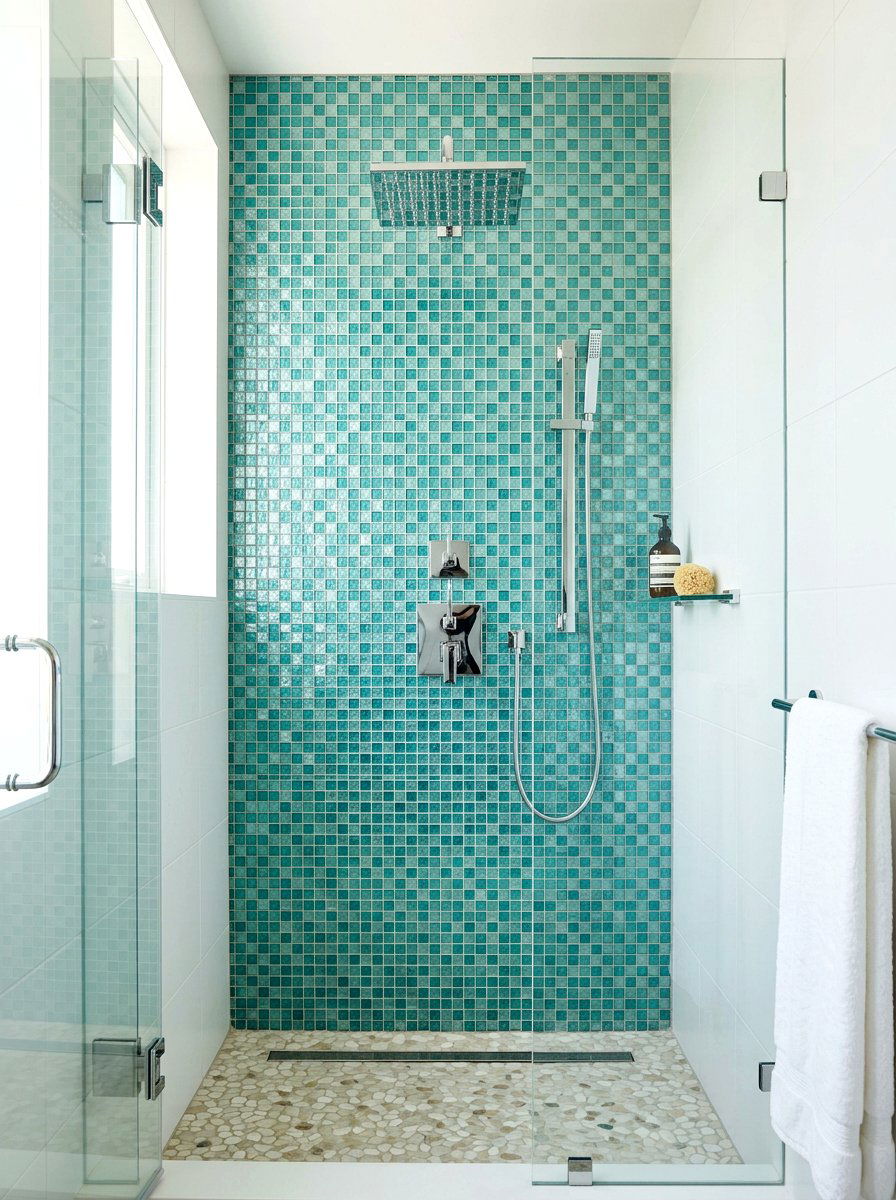 Glass Mosaic Shower Tile - 30 bathroom tile ideas