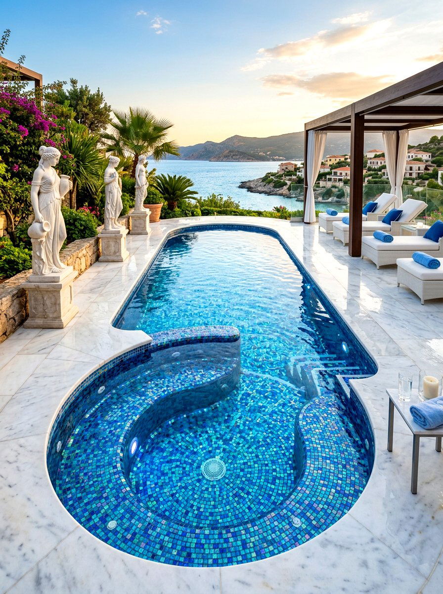Glass Mosaic Spa Pool - 30 spa pool backyard ideas