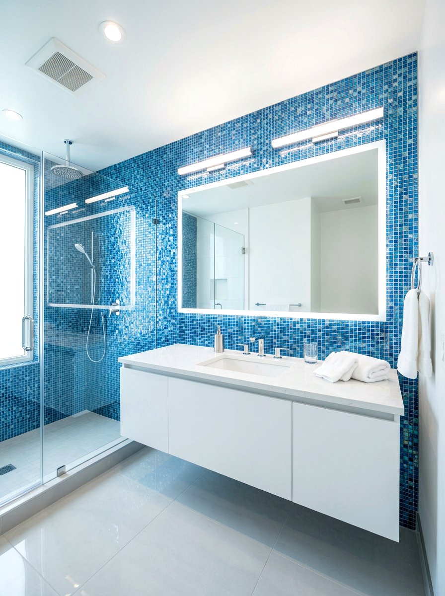Glass Mosaic Tile - 30 jewel box bath ideas