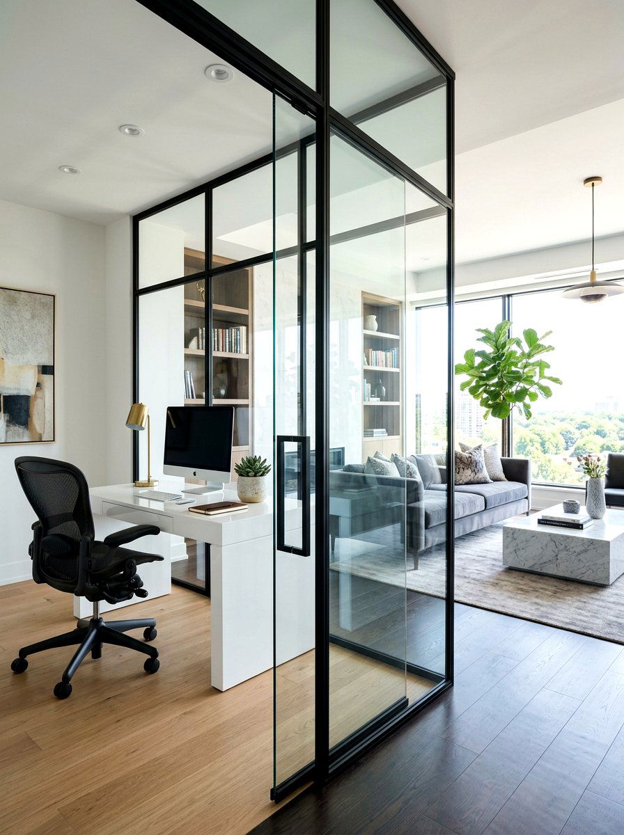 Glass Office Partition - 30 video call office ideas
